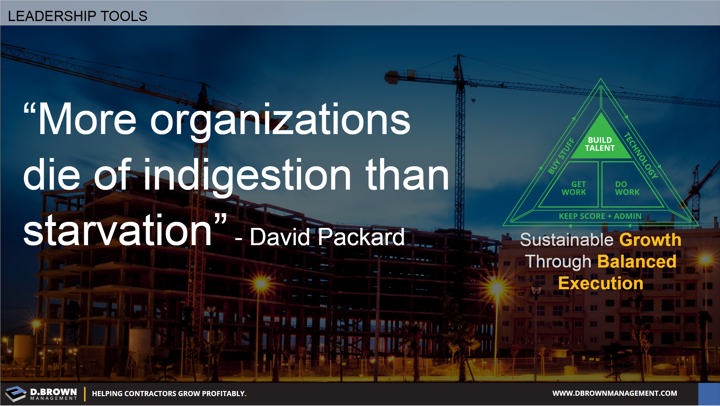 Quote: More organizations die of indigestion than starvation. David Packard.