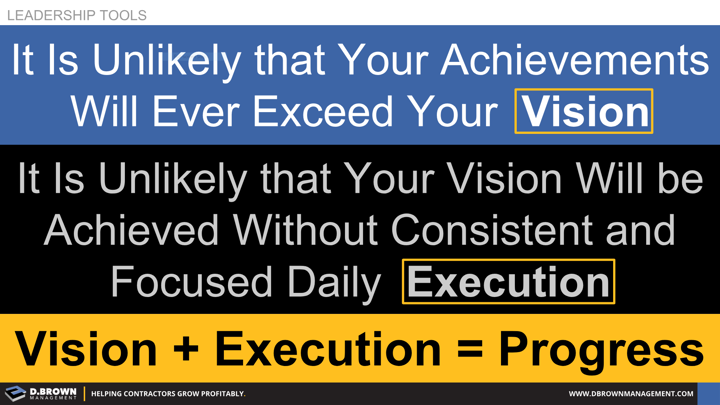Leadership Tools: Vision plus Execution equals Progress.