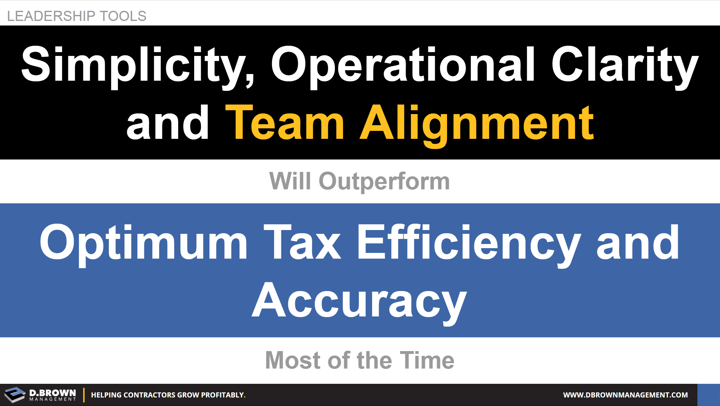 Leadership Tools: Simplicity, Operational Clarity and Team Alignment will outperform Optimum Tax Efficiency and Accuracy most of the time.