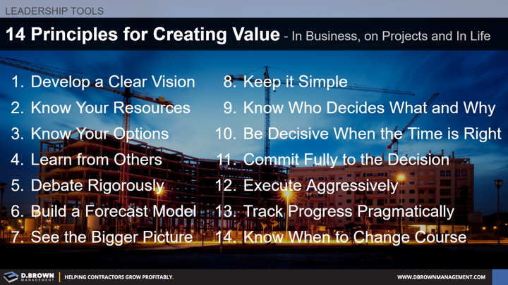 Leadership Tools: 14 Principles for Creating Value in Business, on Projects and in Life.