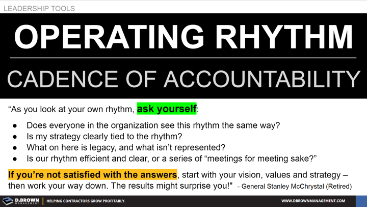Leadership Tools: Operating Rhythm and Cadence of Accountability.