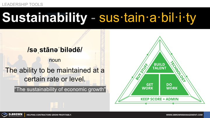 Leadership Tools: Definition of Sustainability: The ability to be maintained at a certain rate or level.