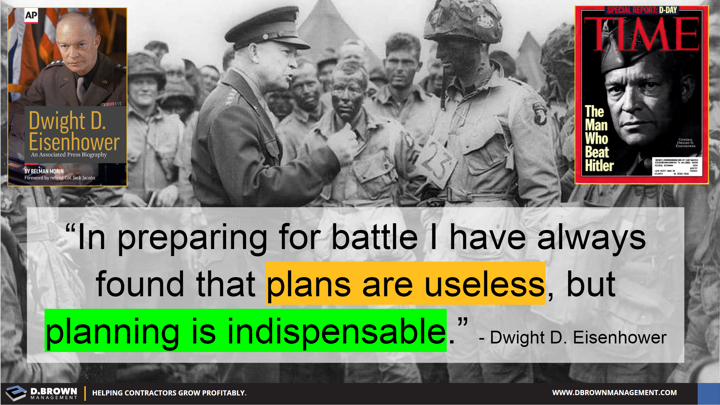 Quote: In preparing for battle I have always found that plans are useless, but planning is indispensable. Dwight D. Eisenhower.