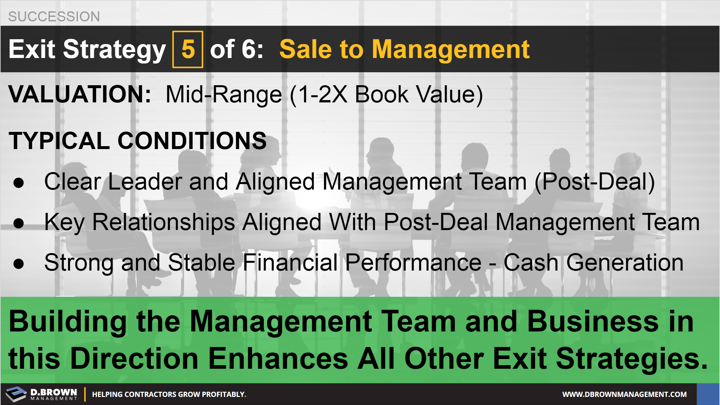 Succession: Exit Strategy 5 of 6 - Sale to Management.