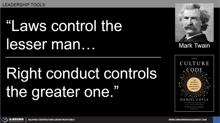 Quote: Laws control the lesser man, right conduct controls the greater one. Mark Twain.